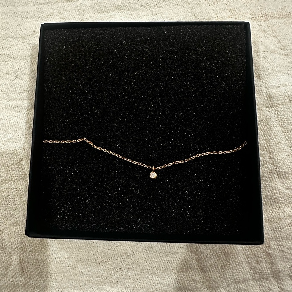 14K Rose Gold Necklace with Small Diamond